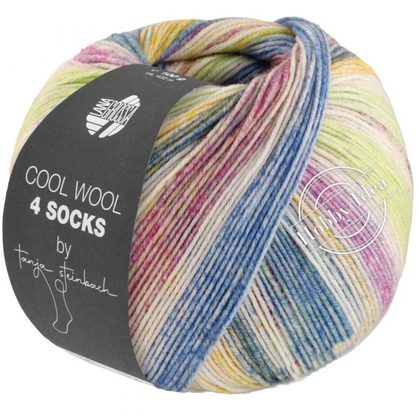 Lana Grossa Cool Wool 4 Socks Print 7765 Мятно-голубо-розовый из категории Lana Grossa Cool Wool 4 Socks Print