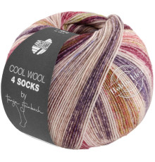 Lana Grossa Cool Wool 4 Socks Print 7766 Фиолетово-бежево-малиновый