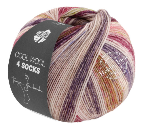 Lana Grossa Cool Wool 4 Socks Print 7766 Фиолетово-бежево-малиновый