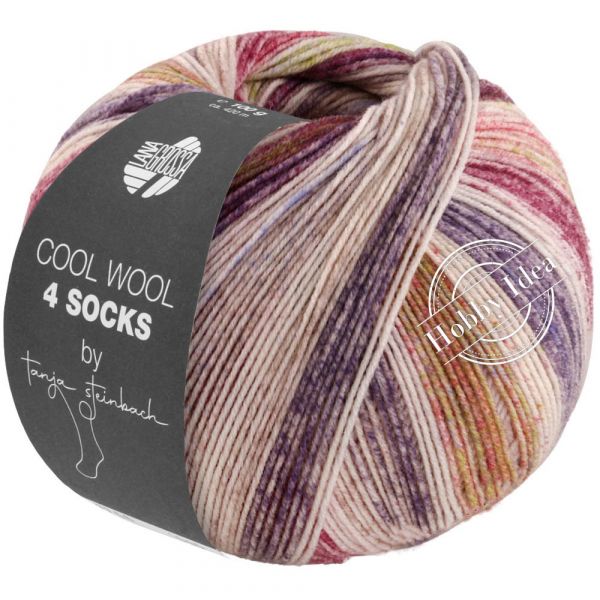 Lana Grossa Cool Wool 4 Socks Print 7766 Фиолетово-бежево-малиновый из категории Lana Grossa Cool Wool 4 Socks Print