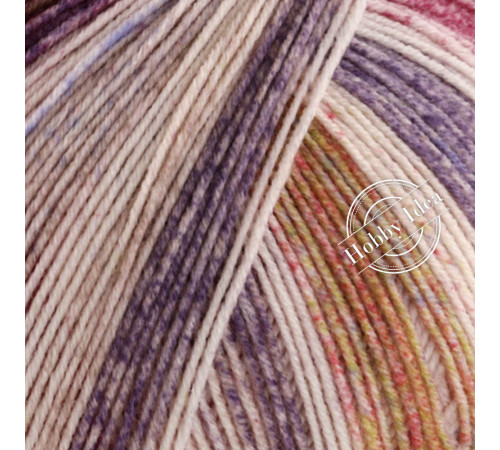 Lana Grossa Cool Wool 4 Socks Print 7766 Фиолетово-бежево-малиновый