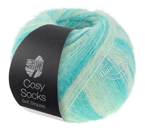 Lana Grossa Meilenweit 100 Cosy Socks Soft Stripes 102 Бирюзовое ожерелье