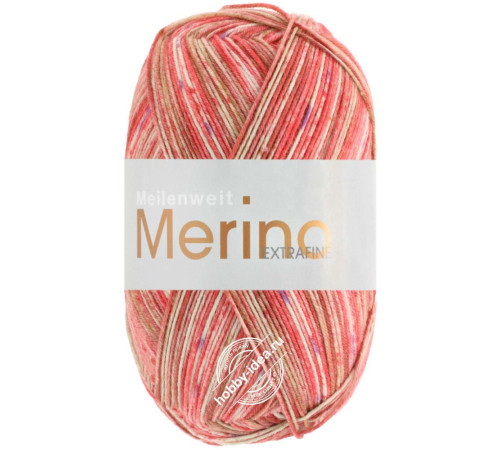 Lana Grossa Meilenweit 100 Merino Extrafine Bella 4505 Красно-бежевый