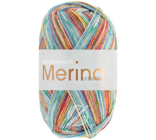 Lana Grossa Meilenweit 100 Merino Extrafine Bella 4506 Сине-оранжевый