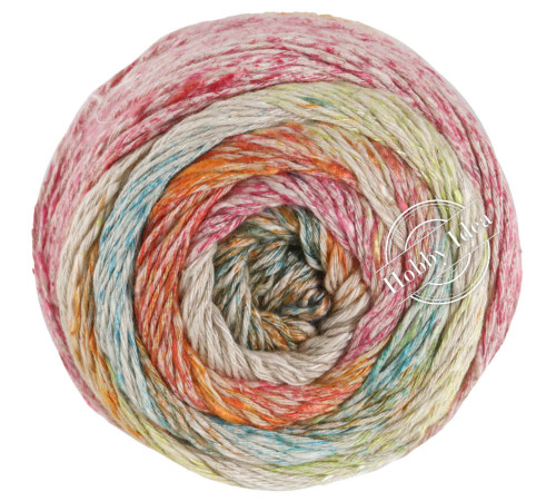Lana Grossa Mosaico 004 Оранжево-розово-лососево-голубой