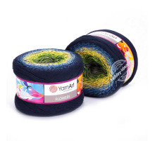 YarnArt Flowers 250 Зеленый Жёлтый Синий