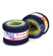 YarnArt Flowers 250 Зеленый Жёлтый Синий
