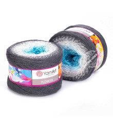 YarnArt Flowers 251 Голубой Белый Серый