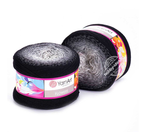YarnArt Flowers 253 Белый Серый Чёрный