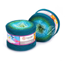 YarnArt Flowers 256 Зеленый Голубой Петроль