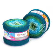 YarnArt Flowers 256 Зеленый Голубой Петроль