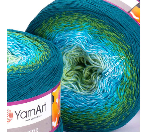 YarnArt Flowers 256 Зеленый Голубой Петроль