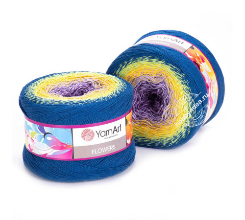 YarnArt Flowers 257 Фиолетовый Жёлтый Синий