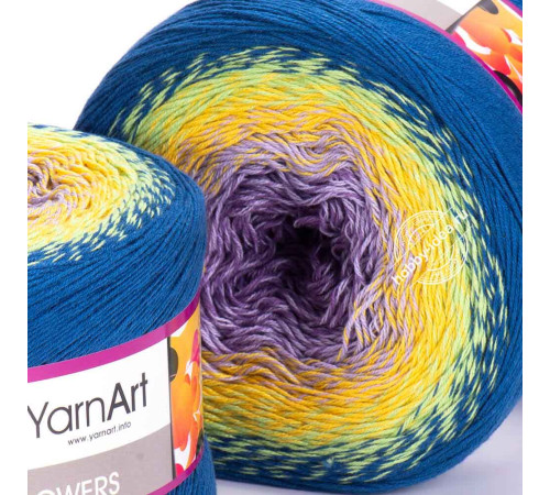 YarnArt Flowers 257 Фиолетовый Жёлтый Синий