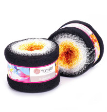 YarnArt Flowers 259 Оранжевый Белый Чёрный