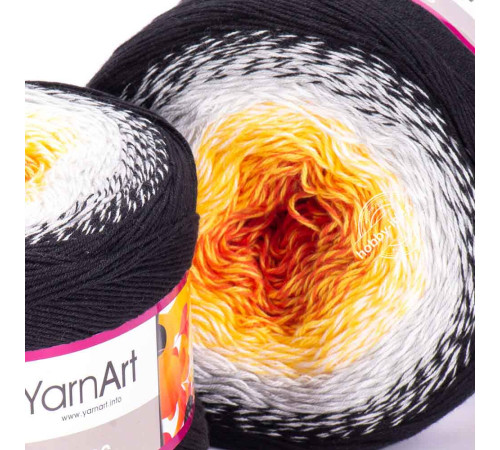 YarnArt Flowers 259 Оранжевый Белый Чёрный