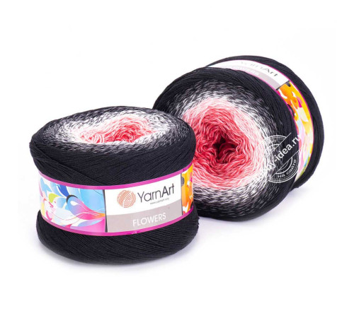 YarnArt Flowers 260 Розовый Белый Чёрный