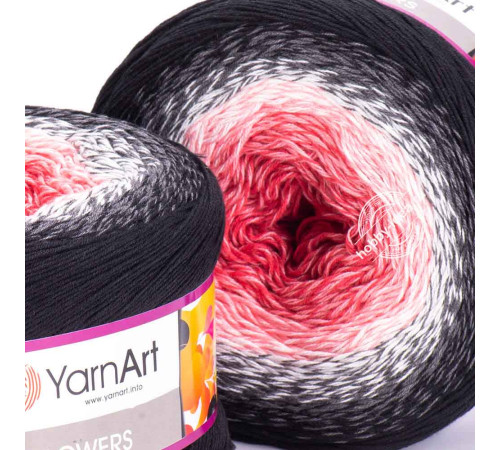 YarnArt Flowers 260 Розовый Белый Чёрный