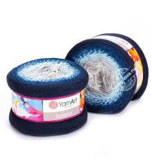YarnArt Flowers 261 Серый Голубой Синий