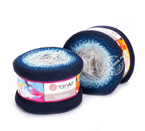 YarnArt Flowers 261 Серый Голубой Синий