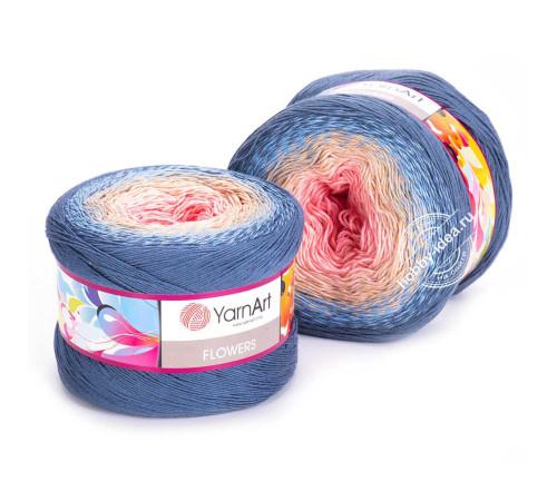 YarnArt Flowers 262 Розовый Персиковый Голубой