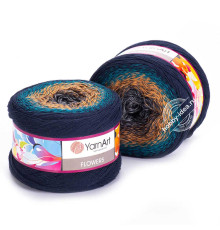 YarnArt Flowers 263 Серый Оранжевый Синий