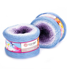 YarnArt Flowers 264 Фиолетовый Белый Голубой