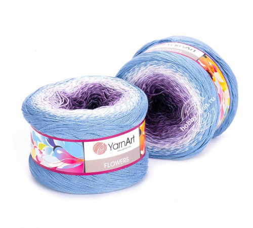 YarnArt Flowers 264 Фиолетовый Белый Голубой