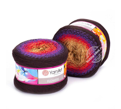 YarnArt Flowers 265 Бежевый Красный Коричневый