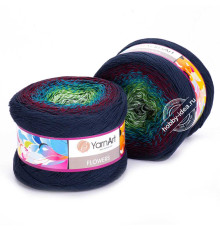 YarnArt Flowers 266 Зелёный Бордовый Синий