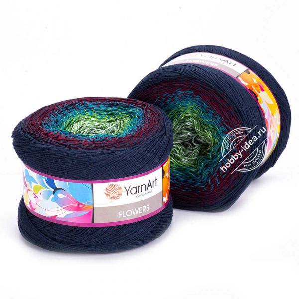 YarnArt Flowers 266 Зелёный Бордовый Синий из категории YarnArt Flowers