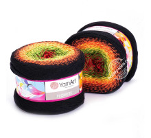 YarnArt Flowers 267 Красный Оранжевый Чёрный