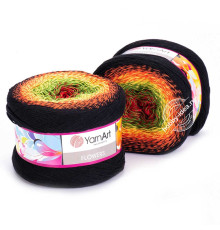 YarnArt Flowers 267 Красный Оранжевый Чёрный