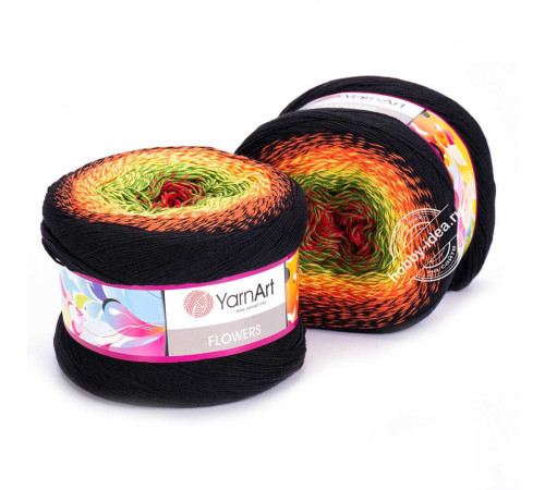 YarnArt Flowers 267 Красный Оранжевый Чёрный