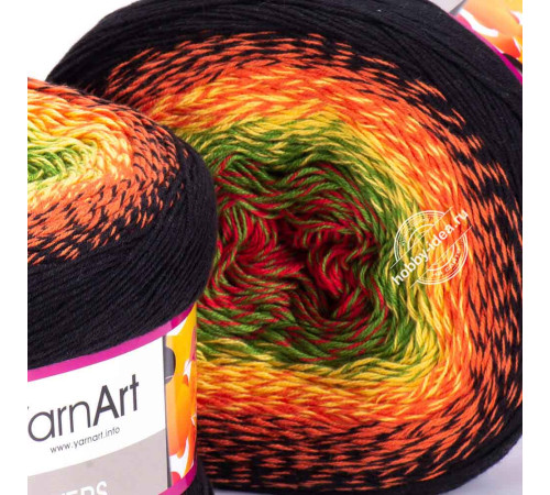 YarnArt Flowers 267 Красный Оранжевый Чёрный