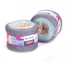YarnArt Flowers 268 Бежевый Голубой Серый