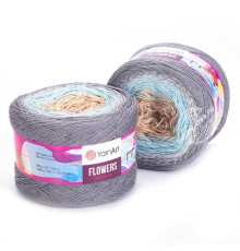 YarnArt Flowers 268 Бежевый Голубой Серый