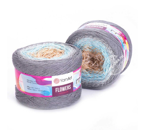 YarnArt Flowers 268 Бежевый Голубой Серый