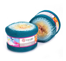 YarnArt Flowers 270 Персиковый Голубой Морская волна