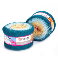 YarnArt Flowers 270 Персиковый Голубой Морская волна