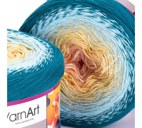 YarnArt Flowers 270 Персиковый Голубой Морская волна