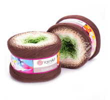 YarnArt Flowers 272 Зелёный Кремовый Коричневый