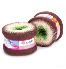 YarnArt Flowers 272 Зелёный Кремовый Коричневый