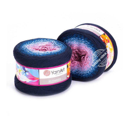 YarnArt Flowers 273 Розовый Голубой Синий