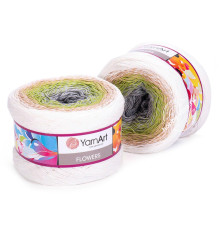 YarnArt Flowers 274 Серый Зеленый Белый