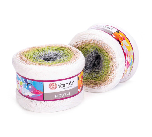 YarnArt Flowers 274 Серый Зеленый Белый