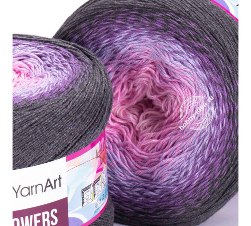 YarnArt Flowers 276 Розовый Фиолетовый Серый