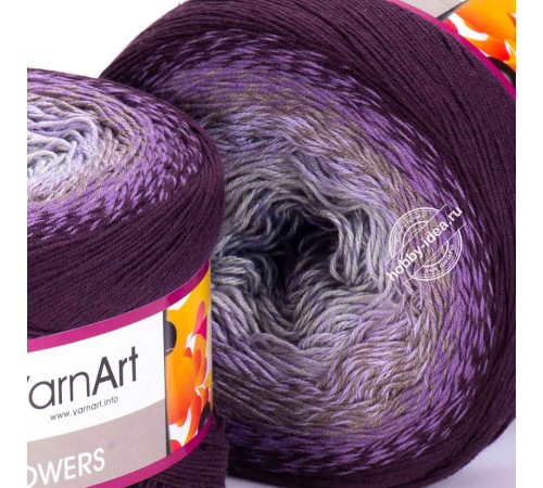 YarnArt Flowers 278 Серый Фиолетовый Бордовый