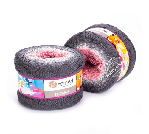 YarnArt Flowers 279 Розовый Белый Серый