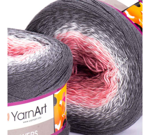 YarnArt Flowers 279 Розовый Белый Серый